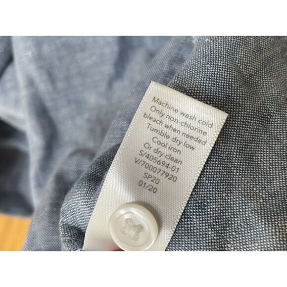 Athleta Anguilla Women's PM Blue Button-Up Linen Shirt Resortwear Coastal Travel - Picture 5 of 10